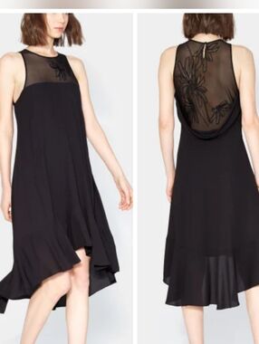 Halston Heritage Black Hi-Low Swing Dress